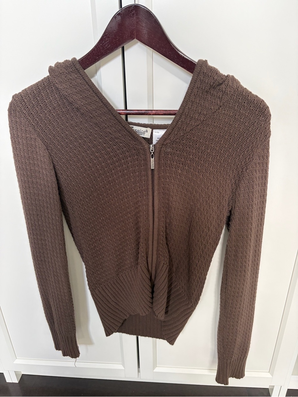 Jessica Brown Knit Hooded Zip-Up